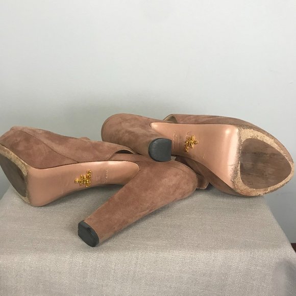 Prada Rose Suede Platform Heels, Size 36 - Picture 8 of 9